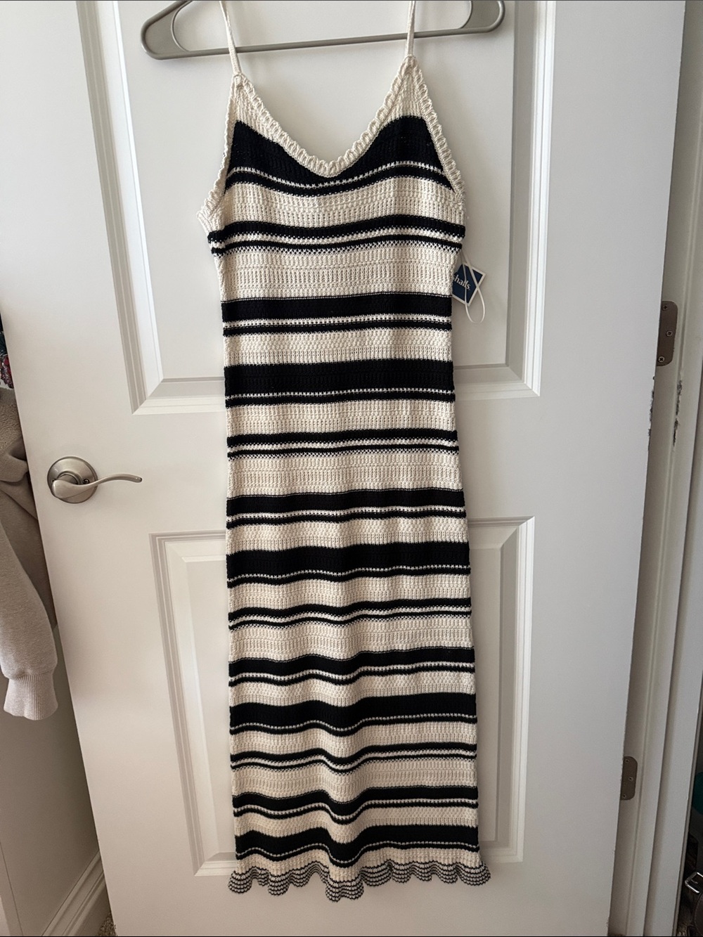 Striped Knit Slip Dress in Cream and Black